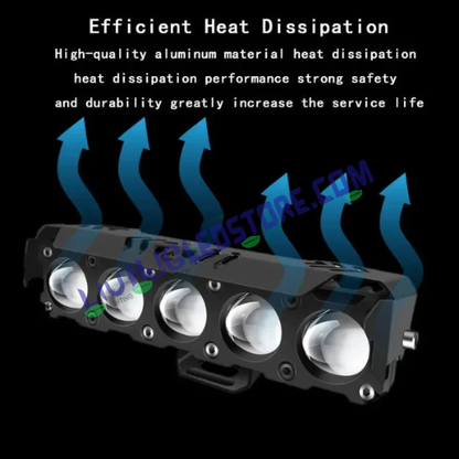 HJG Future Eyes 5 Lens Mega Drive Fog Light (No Fan) with Multi-Color Modes & Red DRL – Pack of 2 for Bikes/Cars/Thar/Jeep