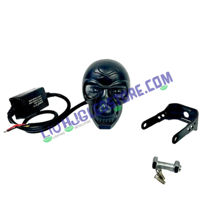 HJG Skull Style 120W LED Fog Lights with Red DRL Eye – Multi-Color (White/Yellow/Warm White) for Bikes & Cars (Pack of 2)