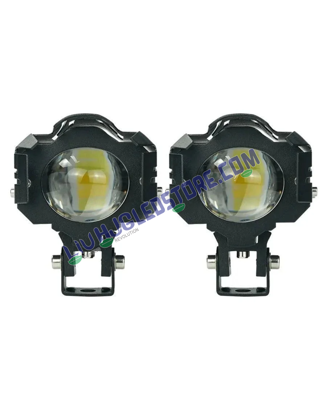 HJG 1194-1 U Design 120W Mini Fog Light | Dual Color LED H4 Auxiliary Light for Bikes, Motorcycles, Cars, SUVs (Single Piece)