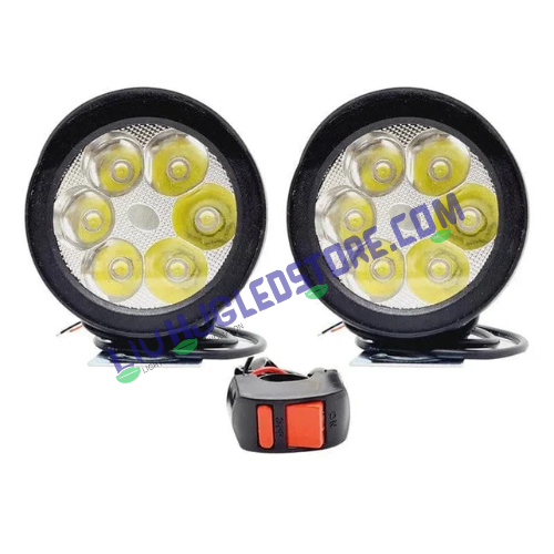 HJG 6 LED Yellow Fog Light Set with Flash Mode for Bikes & Cars – High Power Waterproof Auxiliary Lights with Switch
