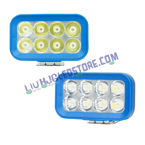 LIU HJG 8 LED Rectangular Fog Lights | Triple Color White, Warm White, Yellow | LED Driving Lights for Bikes, Cars (Set of 2)