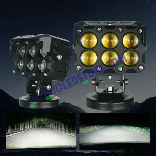 HJG Original Future Eyes 6 Lens 180W Mega Drive Fog Lights for Bike/Car/Thar/Jeep (Cool White, 90W Each) – Pack of 2