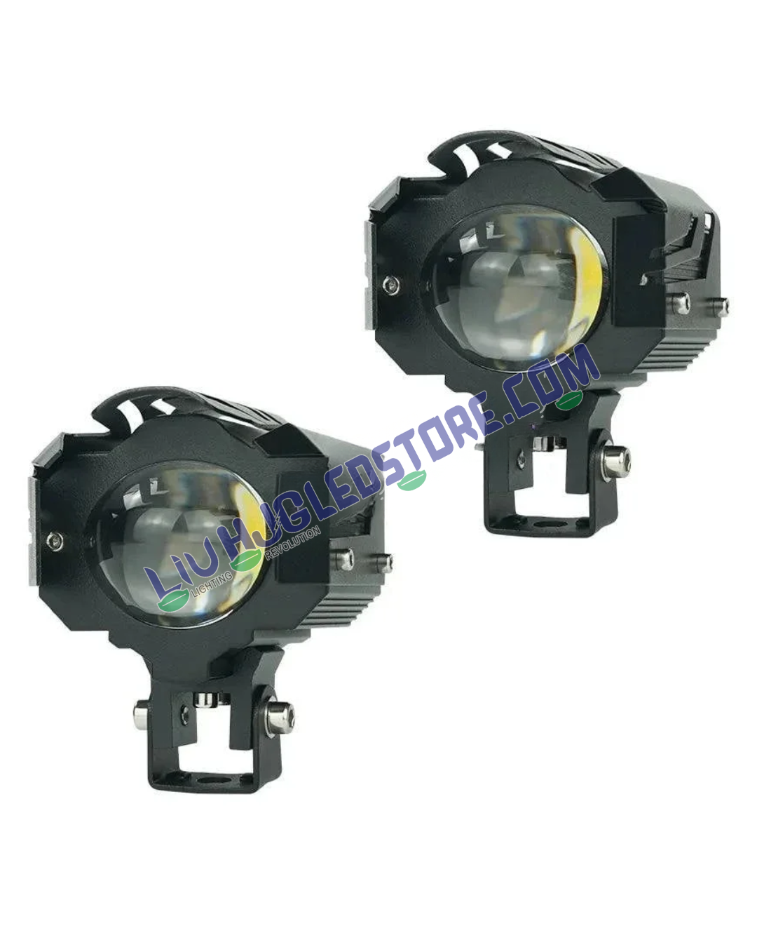 HJG 1194-1 U Design 120W Mini Fog Light | Dual Color LED H4 Auxiliary Light for Bikes, Motorcycles, Cars, SUVs (Single Piece)