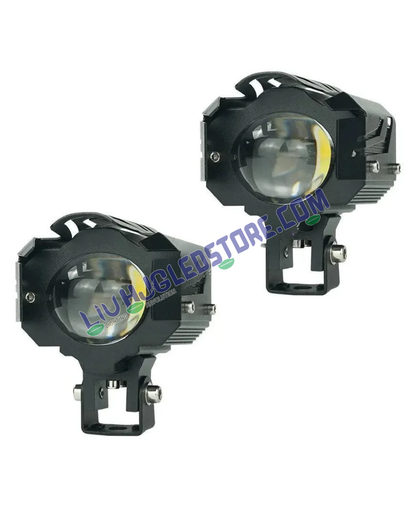 HJG 1194-1 U Design 120W Mini Fog Light | Dual Color LED H4 Auxiliary Light for Bikes, Motorcycles, Cars, SUVs (Single Piece)