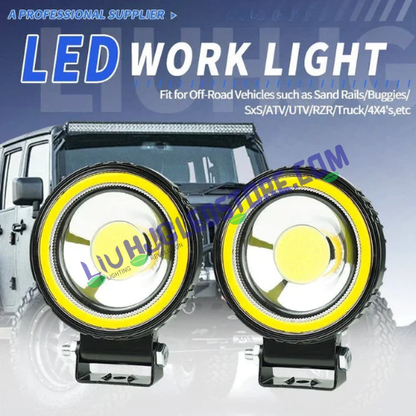 HJG Round LED Fog Lights 60W with Red DRL & Flash Mode – Universal for Bikes & Cars (Set of 2)