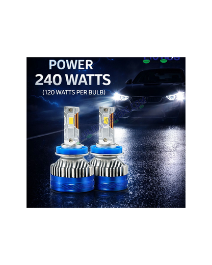 HJG 300W H4 LED Headlight Bulbs for Cars & Bikes (2 x 150W) – Dual Beam High/Low White LED Kit with AC/DC Compatibility