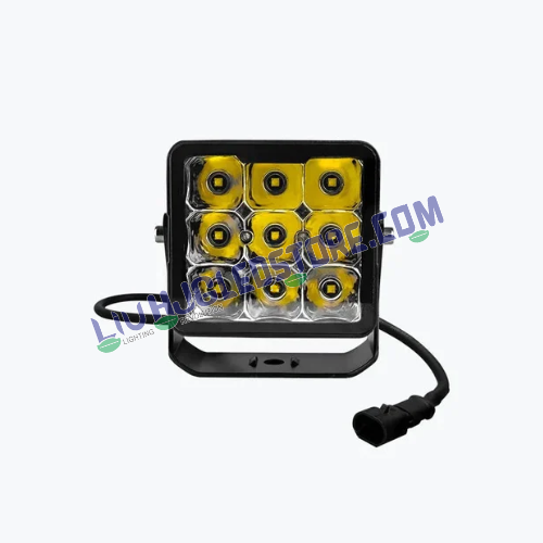 HJG 70W 9 LED Bezel Less Square Fog Light | Projector White Driving Light with Power Adapter for Cars, Bikes (Single Piece)