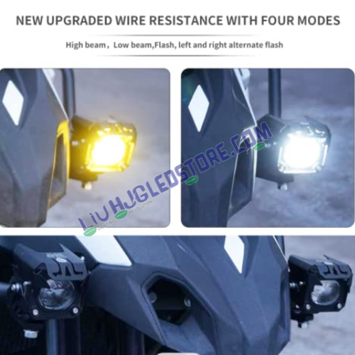 HJG 120W Mini Projector Fog Lights | Dual Color Hi Lo Beam LED Auxiliary Lights for Motorcycles, Electric Cars (Set of 2)