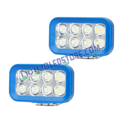 LIU HJG 8 LED Rectangular Fog Lights | Triple Color White, Warm White, Yellow | LED Driving Lights for Bikes, Cars (Set of 2)