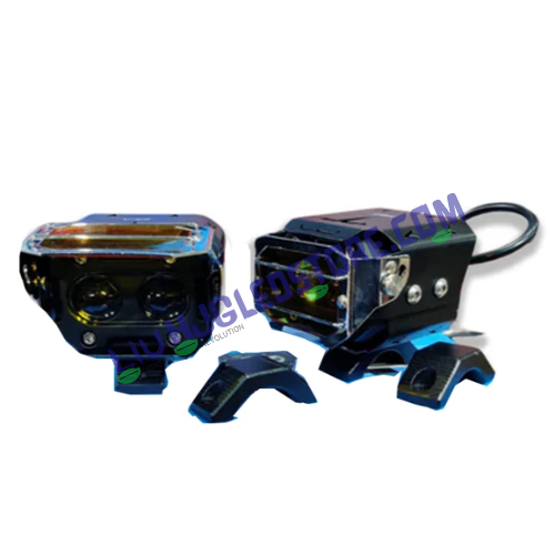 HJG Transformer LED Fog Lights | 120W Set of 2 | White 6500K and Yellow with Yellow Lens | Cooling Fan | 100,000 Hours | for Bikes and Cars
