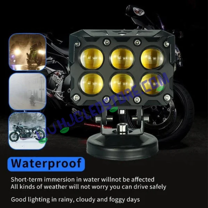 HJG Original Future Eyes 6 Lens 180W Mega Drive Fog Lights for Bike/Car/Thar/Jeep (Cool White, 90W Each) – Pack of 2