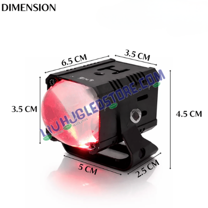 LIU HJG S114 LED projector fog lamp dimensions showing 6.5 cm width, 4.5 cm height and compact housing