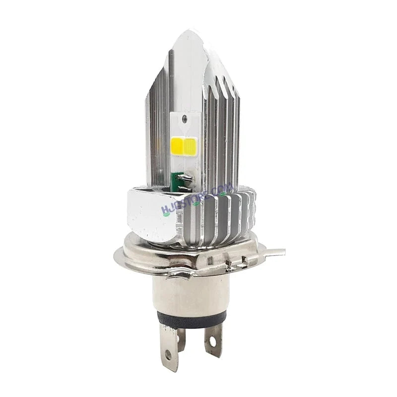 HJG H4 Leaf LED Headlight Bulb – Dual Color White & Yellow Hi/Lo Beam 30W for Motorcycles (H4 Socket)