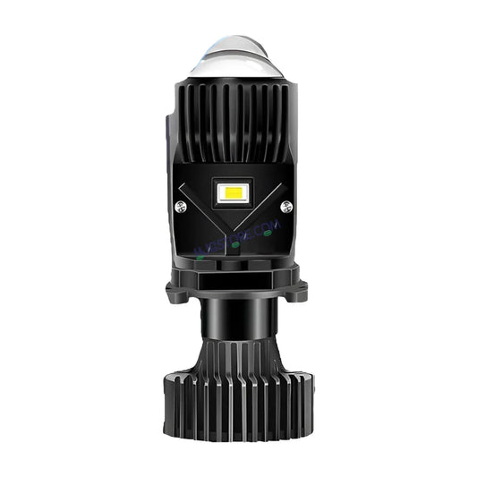 HJG Y6 Dual Projector H4 LED Headlight Bulb with RTD Condenser Lens – 50W Hi/Lo Beam Mini Projector with Cooling Fan for Motorcycles (12V/24V, 7000LM, White, Set of 1)