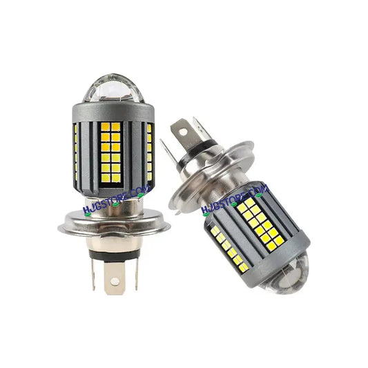 HJG H4 LED Headlight Bulb with Dual Color Lens (White & Yellow) – Hi/Lo Beam 50W Projector Bulb for Motorcycles | H4 Socket