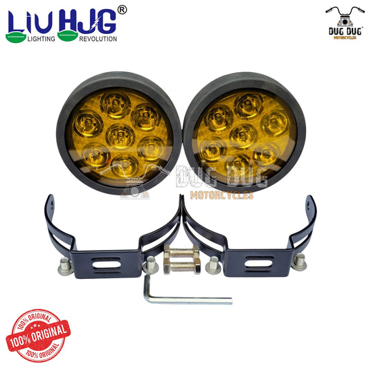 LIU HJG Fog Lights 140W | 7 LED Dual Beam Motorcycle LED Fog Lights with Yellow Cover | Super Bright Waterproof Auxiliary Lights