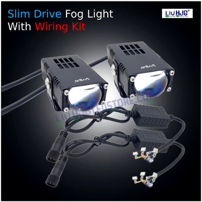 LIU HJG Waymaker Fog Light Dual Color Fog Light Mini Drive Yellow White & Red Devil Eye Slim Drive Light Version 4 With Red Devil Eye Universal For All Cars and Motorcycles - 2Pc