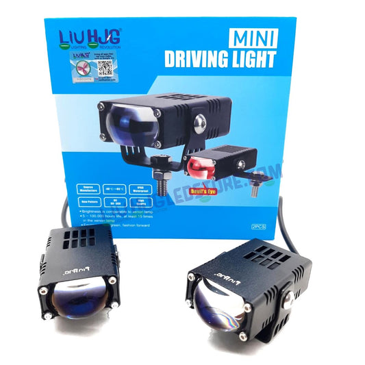 LIU HJG Waymaker Fog Light Dual Color Fog Light Mini Drive Yellow White & Red Devil Eye Slim Drive Light Version 4 With Red Devil Eye Universal For All Cars and Motorcycles - 2Pc