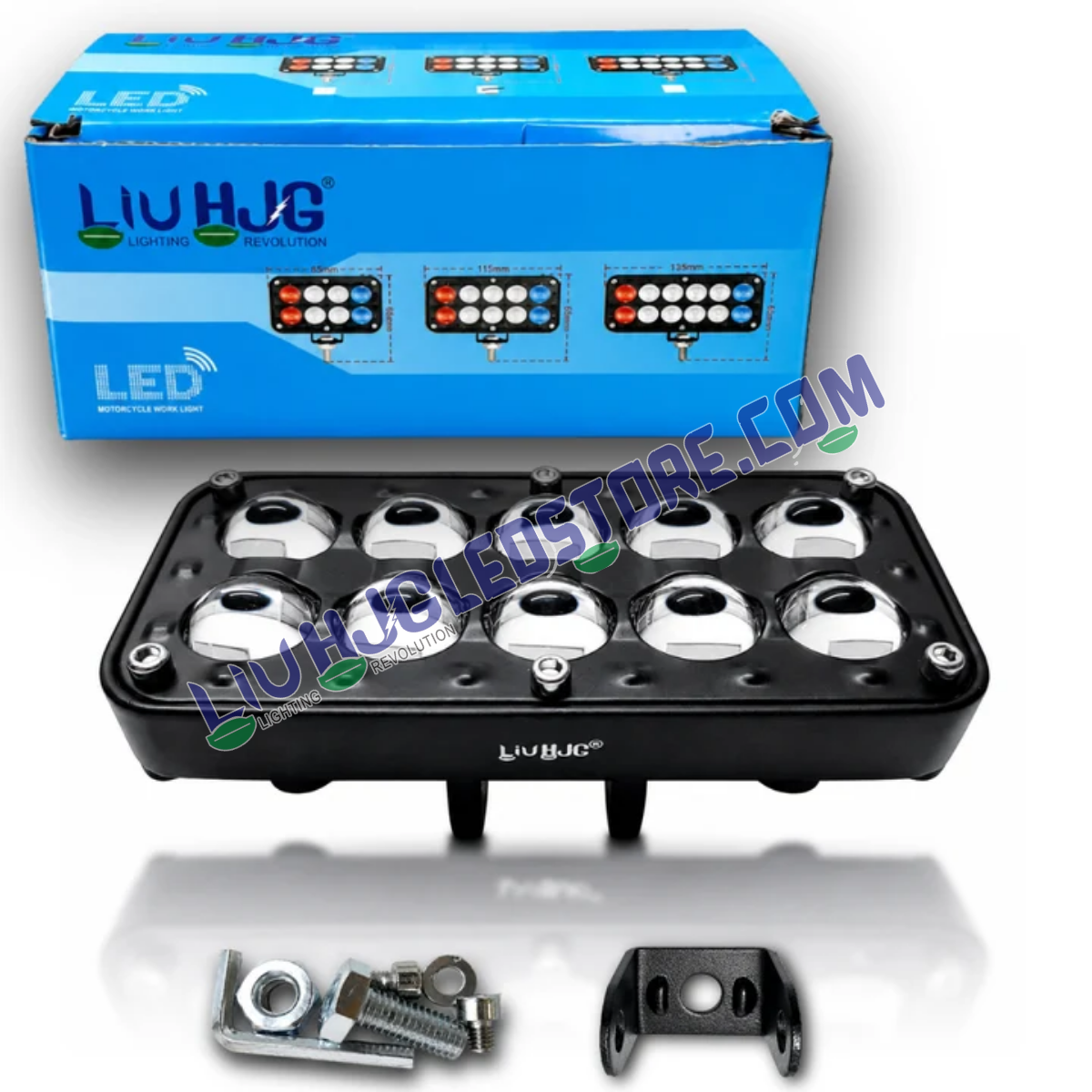 LIU HJG H-10 30W 10-LED Lens Fog Light with RGB Strobe DRL and dual white-yellow beam