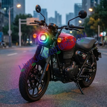 HJG C-316 7-Inch 90W CREE LED Projector Headlight | App-Controlled RGB Halo DRL | Bluetooth | Amber Switchback | Royal Enfield, Thar, Jeep and Gypsy