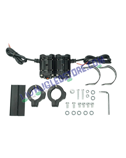 HJG Mini Drive V4 CO-2 LED Fog Light 60W (30W x 2) with Red Devil Eye, Multi-Color (Red/Yellow/White) & Canbus Kit