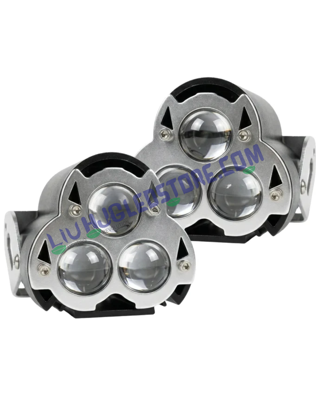 HJG G15 Dragon Triple Lens 60W LED Fog Lights (Set of 2) – Dual-Color Projector with White/Yellow/Warm White & Flash Modes for Cars & Bikes