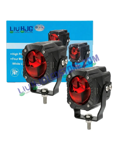 HJG Gorilla V2 Triple Lens 120W LED Fog Lights for Bikes | Dual Color White/Yellow, Red DRL, Projector Beam, Power Adapter, Universal Fit (Pack of 2)