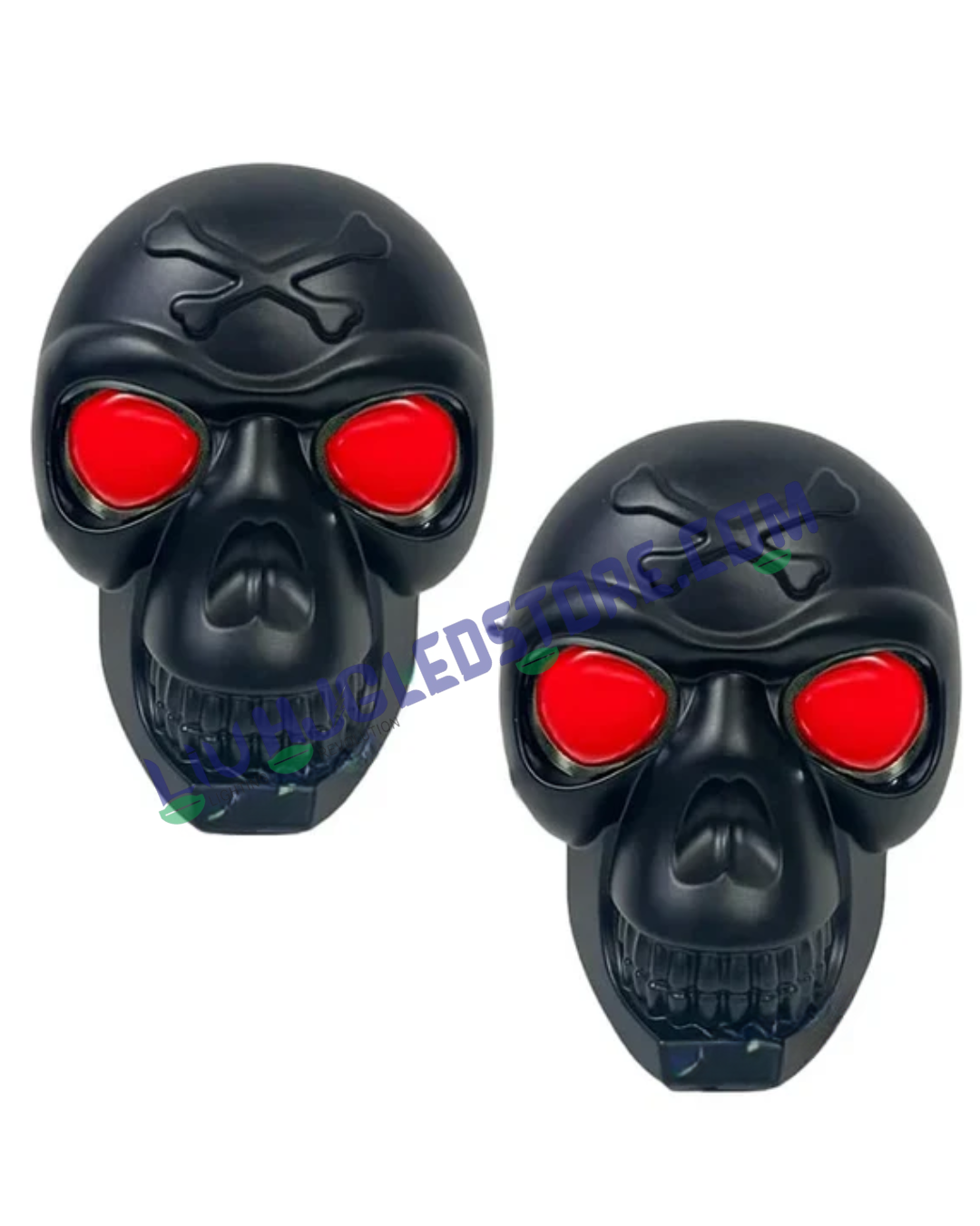 HJG Skull Style 120W LED Fog Lights with Red DRL Eye – Multi-Color (White/Yellow/Warm White) for Bikes & Cars (Pack of 2)