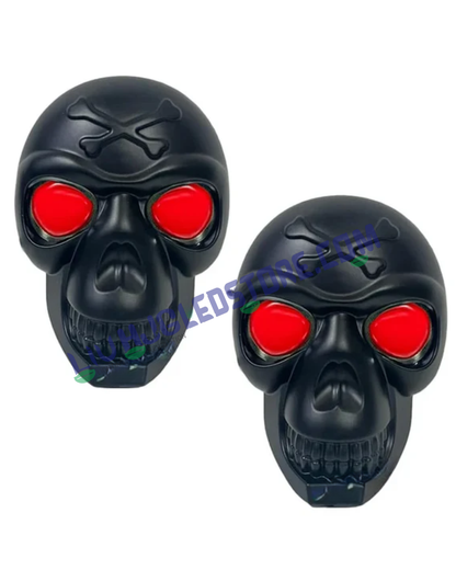 HJG Skull Style 120W LED Fog Lights with Red DRL Eye – Multi-Color (White/Yellow/Warm White) for Bikes & Cars (Pack of 2)