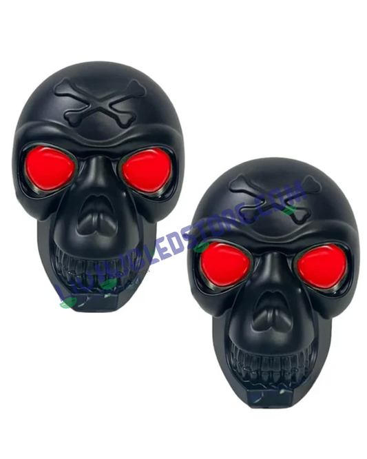 HJG Skull Style 120W LED Fog Lights with Red DRL Eye – Multi-Color (White/Yellow/Warm White) for Bikes & Cars (Pack of 2)