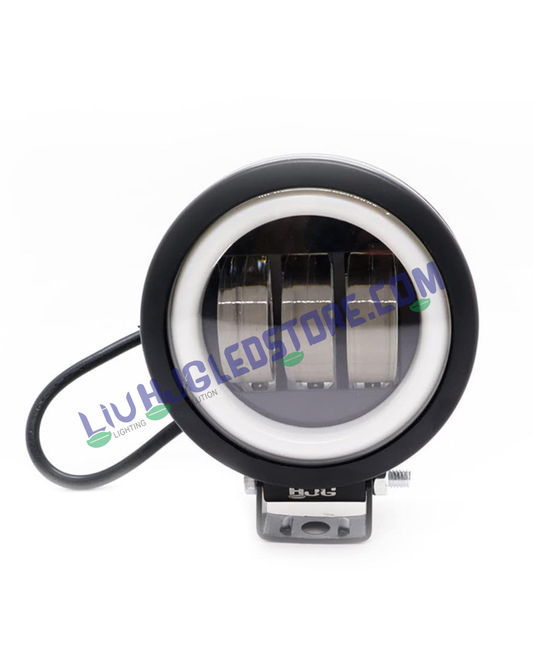 HJG 3 LED Harley Style Round Fog Light with Blue DRL – 60W Universal Auxiliary Light for Bikes & Cars