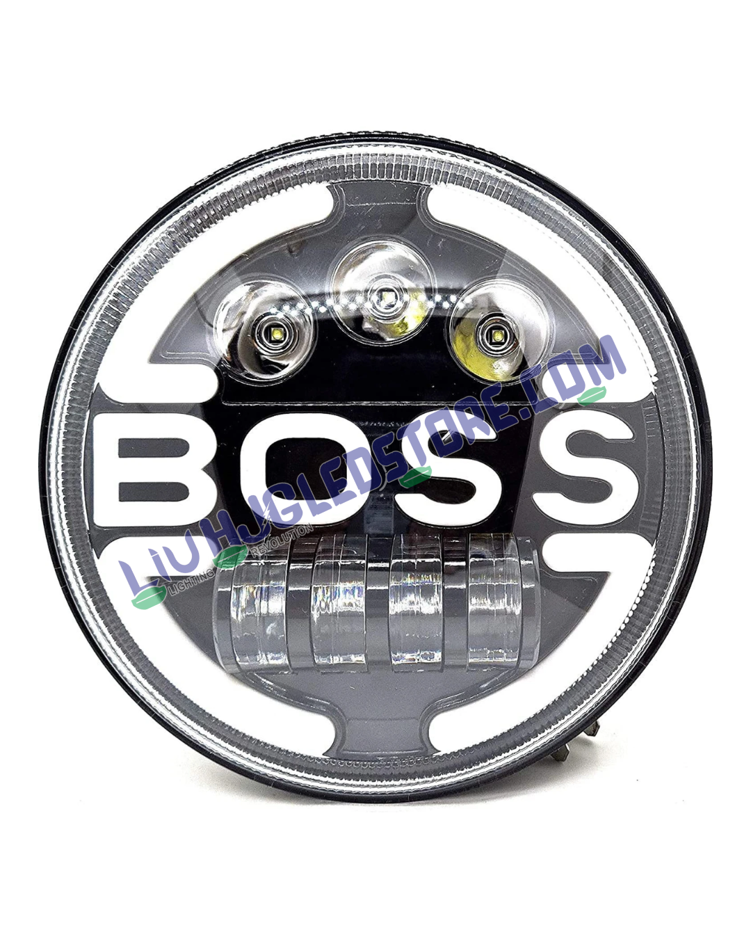 HJG 7-Inch Round Harley Boss Style LED Headlight | High/Low Beam, DRL & Turn Signal, H4 Plug & Play, Compatible with Royal Enfield, Jeep & Harley Davidson