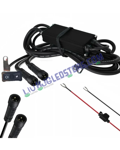 HJG 3-Wire Wiring Harness Kit with Braided Cable, Couplers & Canbus – Dual-Color Fog Light Kit with Flashing Mode (Genuine HJG)