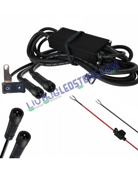 HJG 3-Wire Wiring Harness Kit with Braided Cable, Couplers & Canbus – Dual-Color Fog Light Kit with Flashing Mode (Genuine HJG)