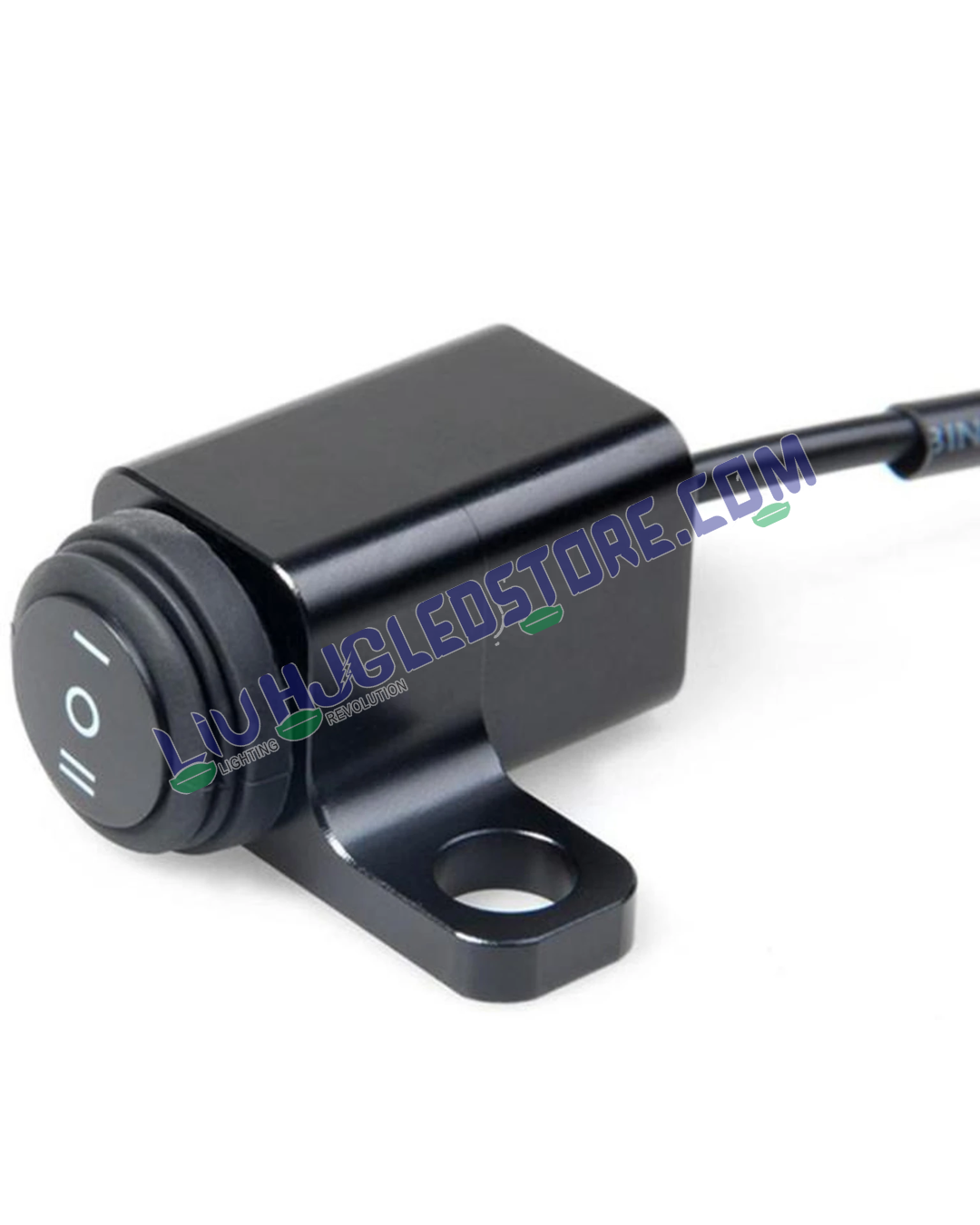 HJG Universal Mirror Mount Handlebar Switch – Waterproof On/Off Control for Bike Headlight & Fog Lamps (Single Unit, Black)