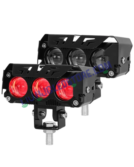HJG Future Eyes 3 Lens 90W Fog Lights (Set of 2) – Triple Lens MEGA DRIVE LED Auxiliary Lights for Bikes & Cars