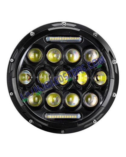 HJG 7-Inch Round LED Headlight with Dual Color Halo (White/Yellow) 75W | Universal Fit for Royal Enfield, Jeep & Harley Davidson (Model 231042)