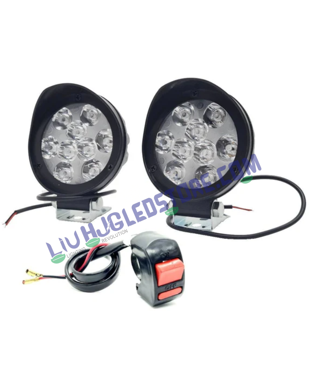 HJG 9 LED Cap Fog Lights for Bikes & Cars – 27W High-Intensity White Beam with Switch (Set of 2)
