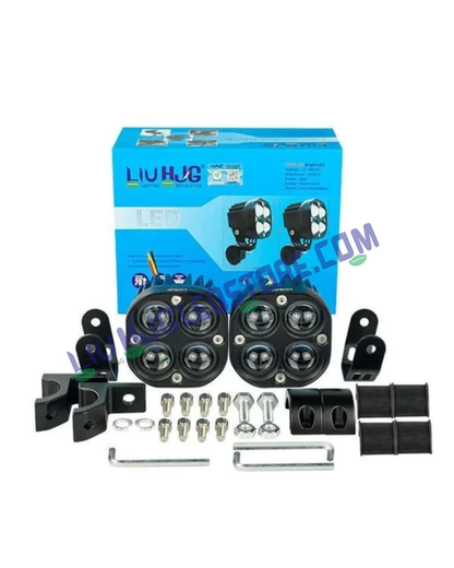 HJG 4x4 RGBW CREE LED Rectangular Fog Lights – 3 Inch Modular Off-Road Pods with Laser RGB Effect, 12V Universal Fit (Set of 2)