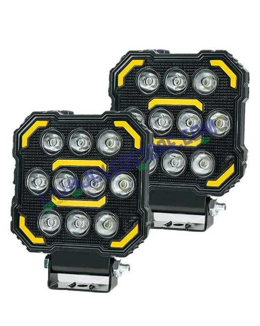 HJG 11 LED Square Fog Lights 60W with DRL (Set of 2) – Universal LED Fog Lamps for Bikes & Cars