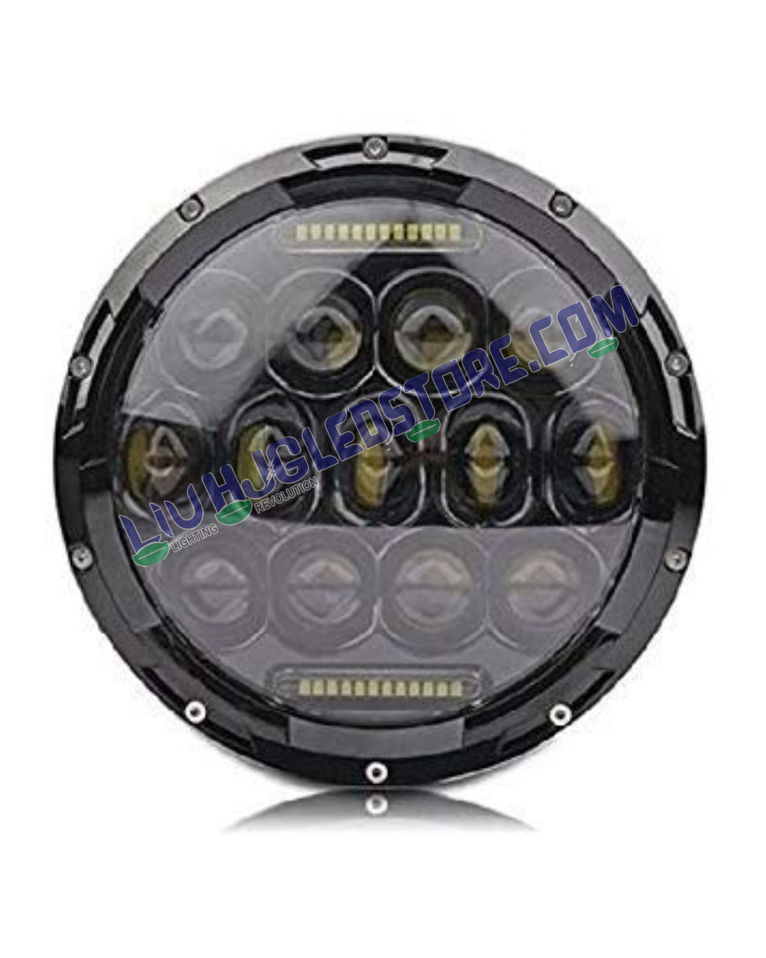 HJG 7-Inch 75W LED Headlight Model 231042-2 | Dual Colour White and Yellow Halo DRL | Turn Signal | H4 | 12V-80V | Royal Enfield and Thar