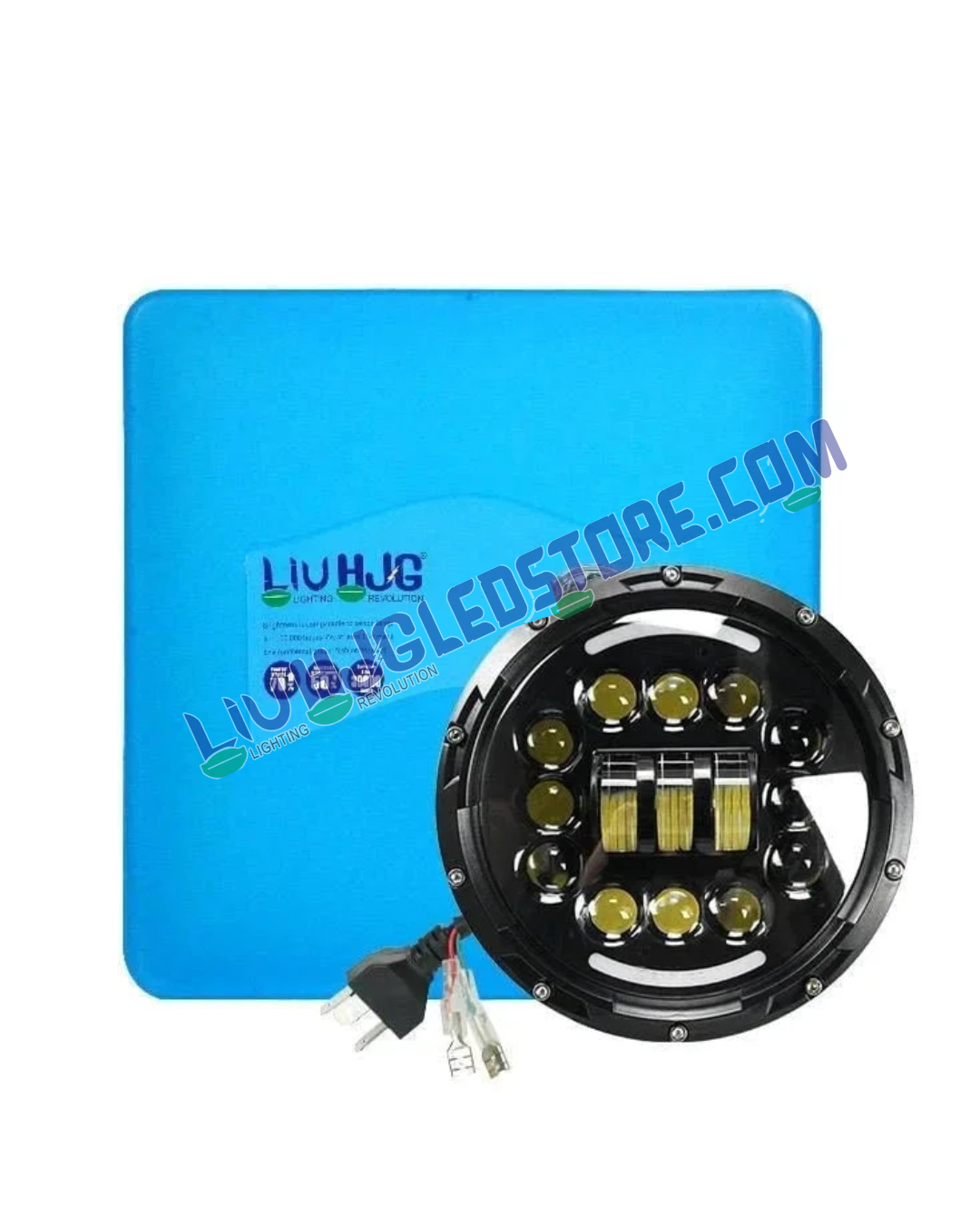 HJG 7-Inch RGB LED Headlight with App & Remote Control, Chasing Halo Ring & Fog Light Kit (12V) – Model 231036