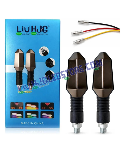HJG RGB Arrow Magnetic Motorcycle Indicators | Waterproof LED Turn Signal Lights with Yellow & Color-Changing RGB Modes | Ground Shadow Arrow Projection | Universal Bike Indicators | Pack of 2