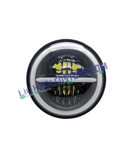 HJG Genuine 5.75 Inch Minus with Ring LED Headlight with Spotless and Bright DRL Fits in Harley Davidson, Jeep, Bajaj Avenger 5.75" (12V-80V DC 75W)