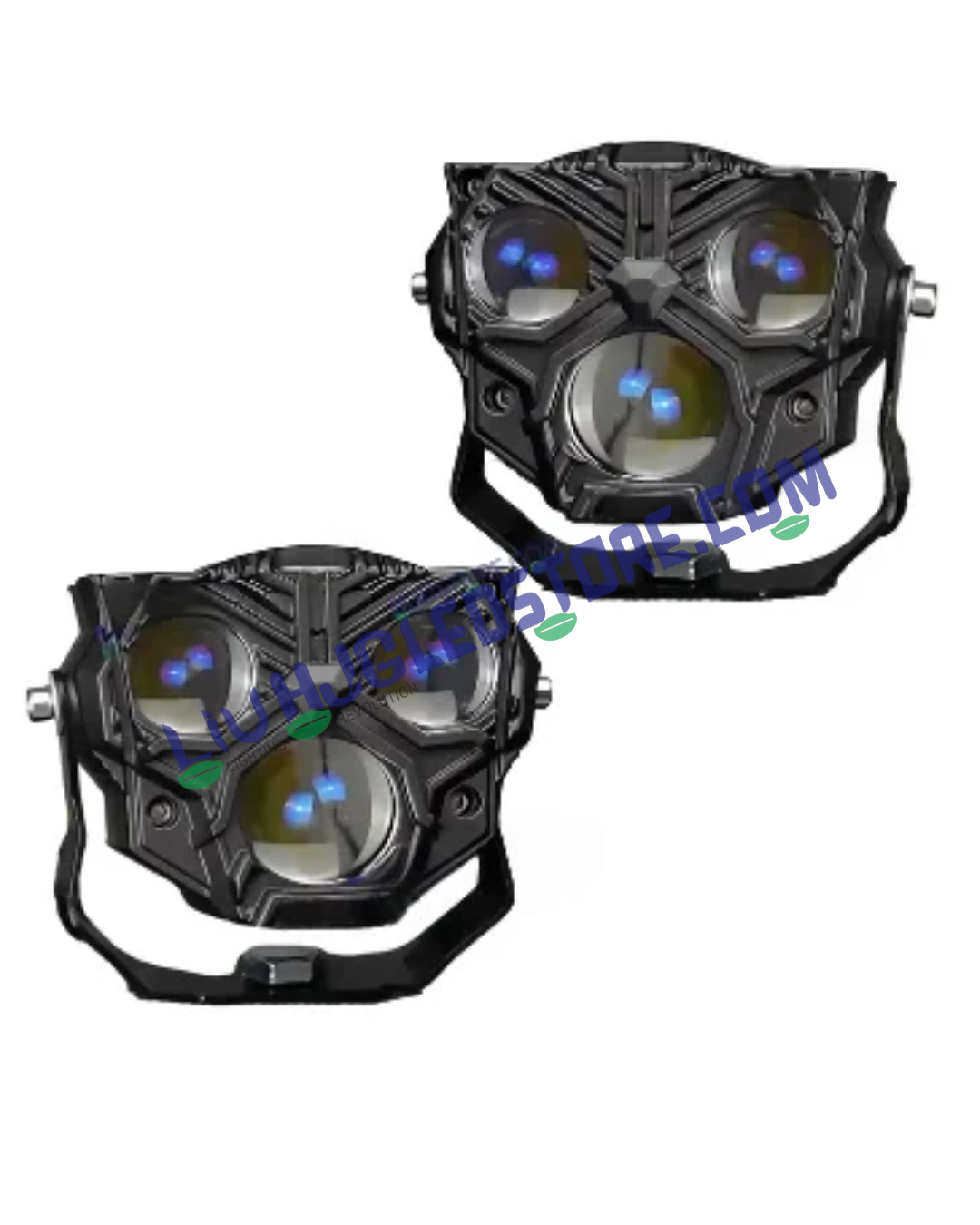 HJG Transformer 3 100W Projector Fog Lights with Red DRL – Multi-Color (White, Yellow, Warm White) Dual Intensity LED, Pack of 2 (Universal Fit)