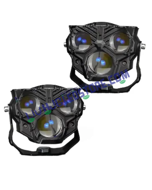 HJG Transformer 3 100W Projector Fog Lights with Red DRL – Multi-Color (White, Yellow, Warm White) Dual Intensity LED, Pack of 2 (Universal Fit)