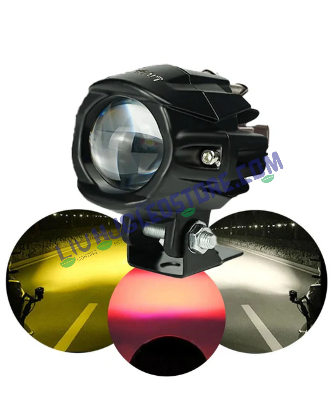 HJG Alien Single Projector LED Fog Light – 6000 Lumens, White/Yellow Beam with Red DRL, High Power Driving Light for Bike/Car/Thar/Jeep (Pack of 1)
