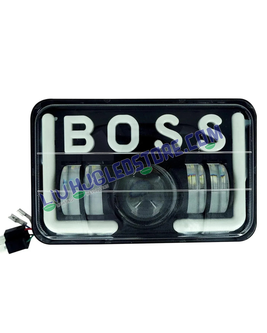 HJG BOSS 40W LED Motorcycle Headlight | White High/Low Beam with Dual-Color DRL | 12–80V DC | Waterproof & Vibration-Resistant Headlamp for Hero Splendor, Royal Enfield, Harley Davidson & Thar | Pack of 1