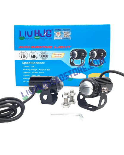 LIU HJG Original Mini Drive LED Fog Light for Cars & Motorcycles – Dual Color White & Yellow with Cooling Fan (Set of 2)