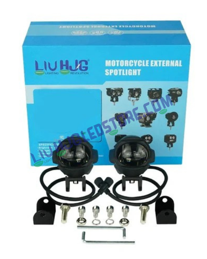 HJG 120W Large Alien Projector Fog Lights (Pack of 2) – Tri-Color LED (White/Yellow/Warm White) Ultra Wide Beam with Dual Intensity for Cars & Bikes